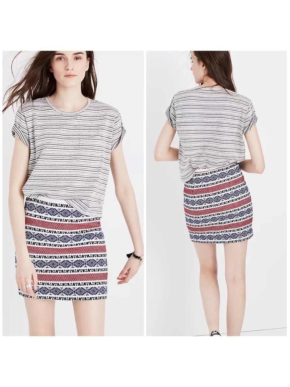 MADEWELL Jacquard Printed Gamine Mini Skirt